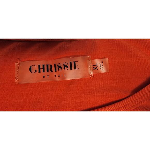 Chrissie by Tail Orange Long Sleeve Pleated Accent Tunic Blouse Size XL - Picture 6 of 7